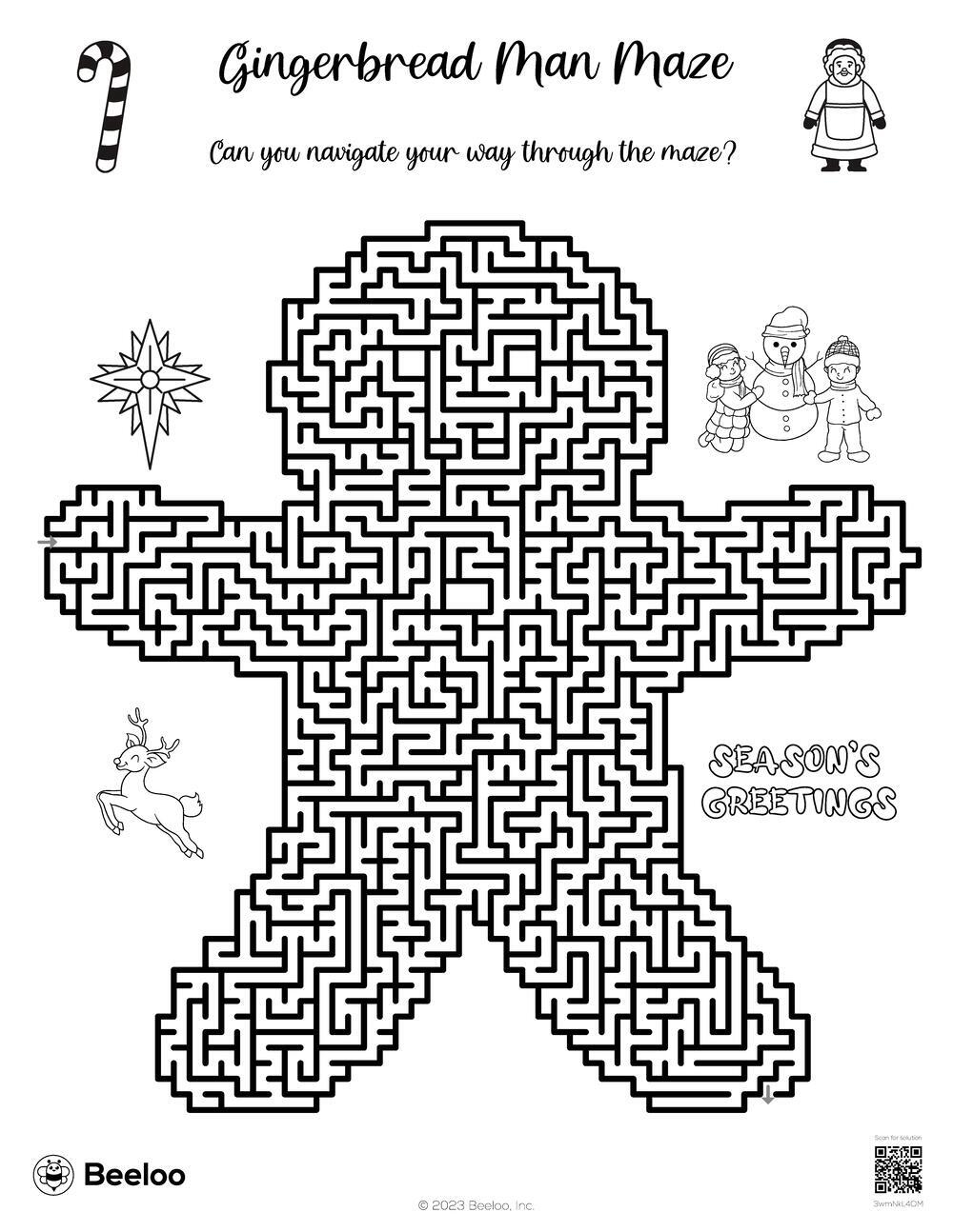 Gingerbread Man Maze Beeloo Printable Crafts And Activities For Kids
