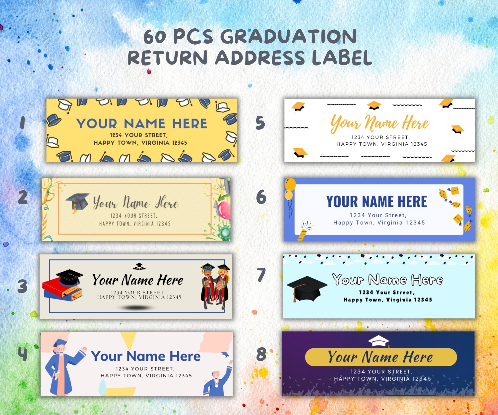 Graduation Return Address Label Customized Mail Stickers Return Address For Envelope 60 Pieces Mail Label Etsy
