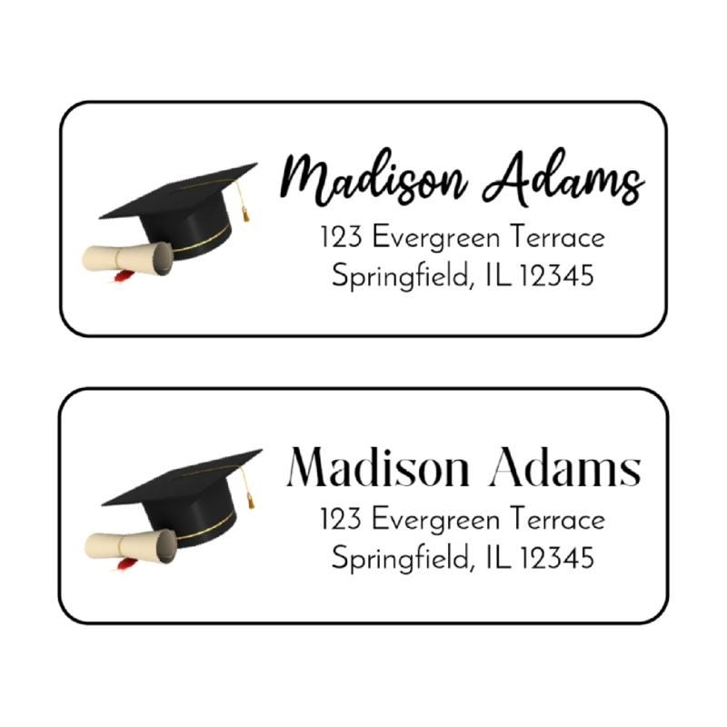 Graduation Return Address Labels Class Of 2024 Labels Graduation Cap And Diploma Return Labels Graduation Announcements And Parties Etsy
