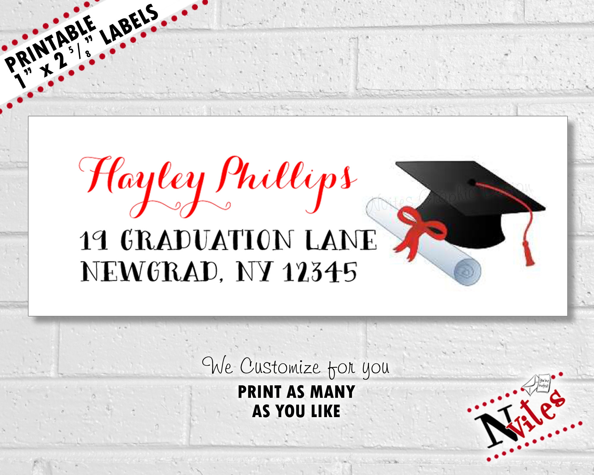 Graduation Return Address Labels Printable 2024 Custom Graduation Cap Labels School Color Graduation Labels Avery 5160 Return Address Etsy