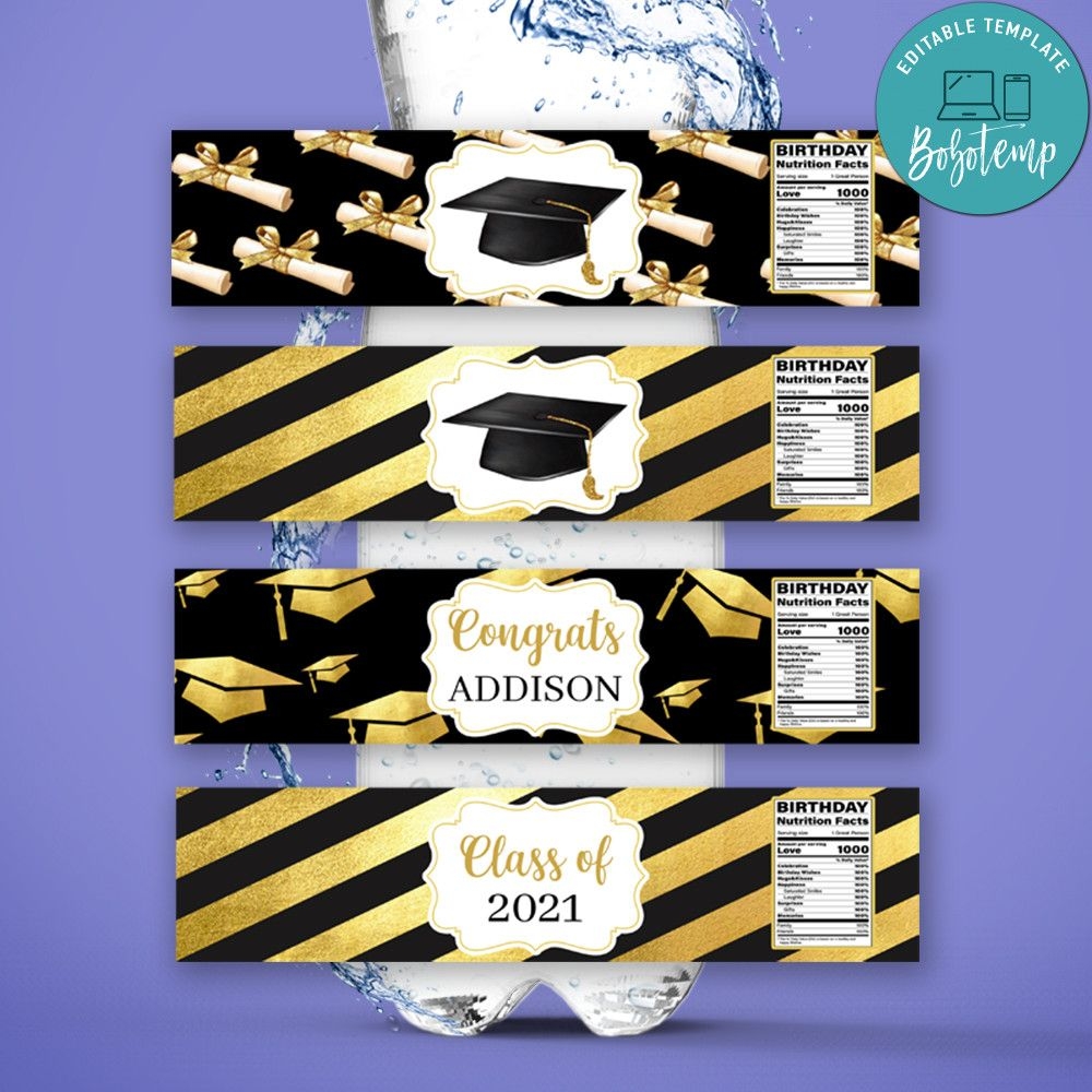 Graduation Water Bottle Label Template To Print At Home DIY Bobotemp