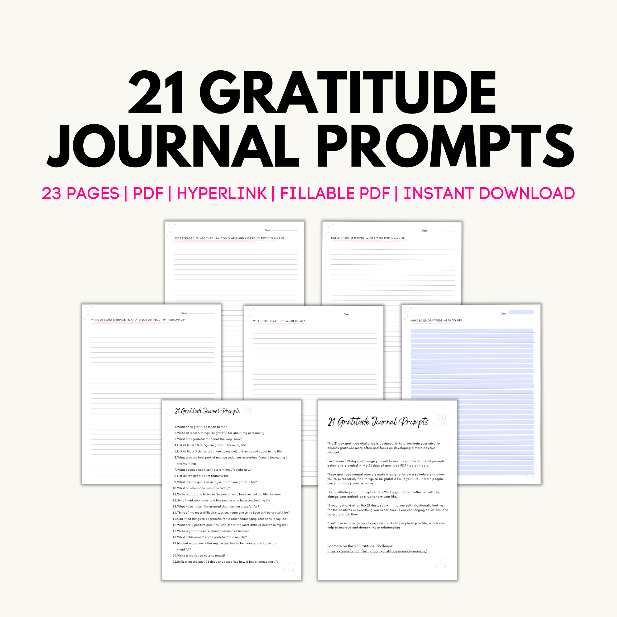 Gratitude Journal Prompts Printable Free