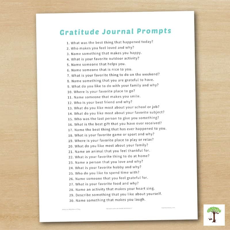 Gratitude Journal Prompts Printable Rhythms Of Play