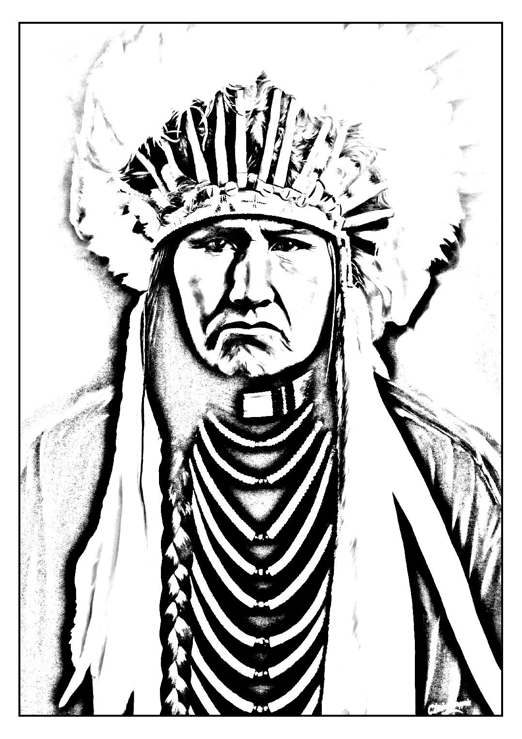 Great Indian Chief Native American Coloring Pages For Adults