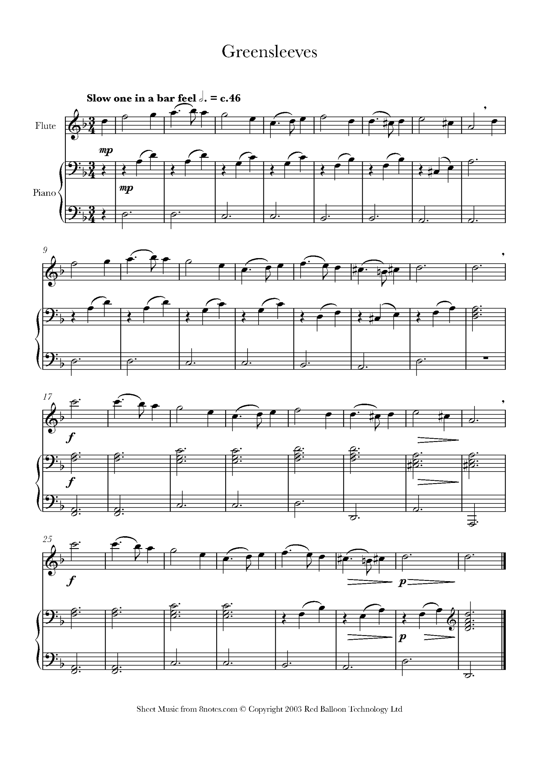Free Printable Flute Sheet Music