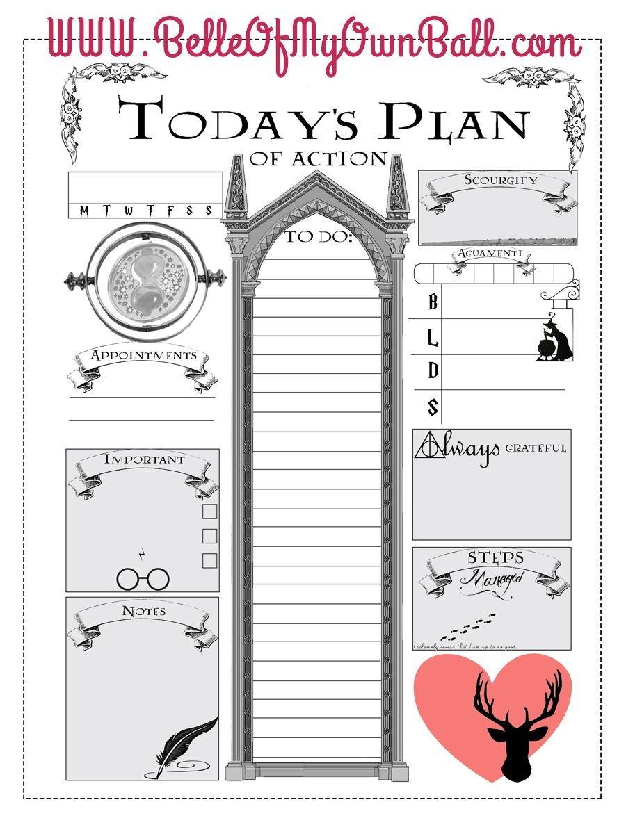 Happy Planner Freebie Harry Potter Daily Insert