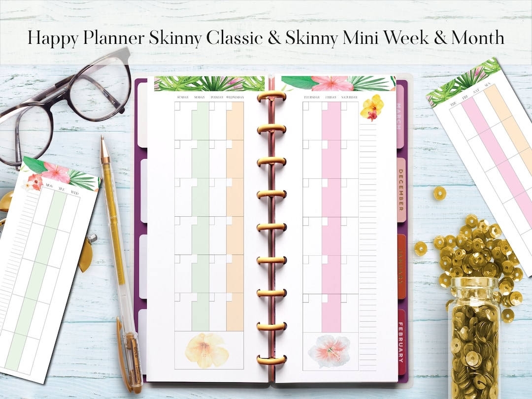 Happy Planner Skinny Mini Happy Planner Skinny Classic Half Sheet Monthly Inserts Weekly Inserts Tropical Layout Hp Planner Printable Etsy