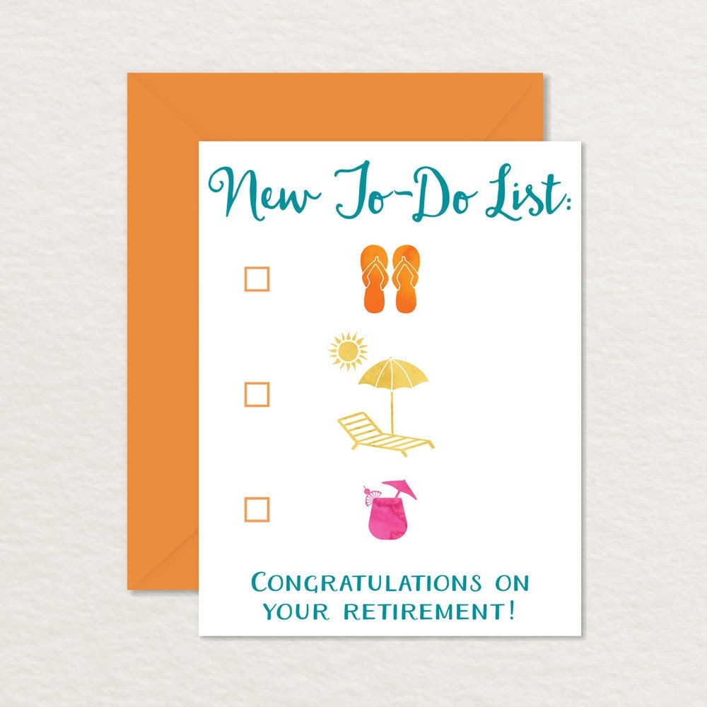 Happy Retirement Printable Card Funny Retirement Card Congratulations Retirement Printable New To do List Beach Life Retiring Card Etsy