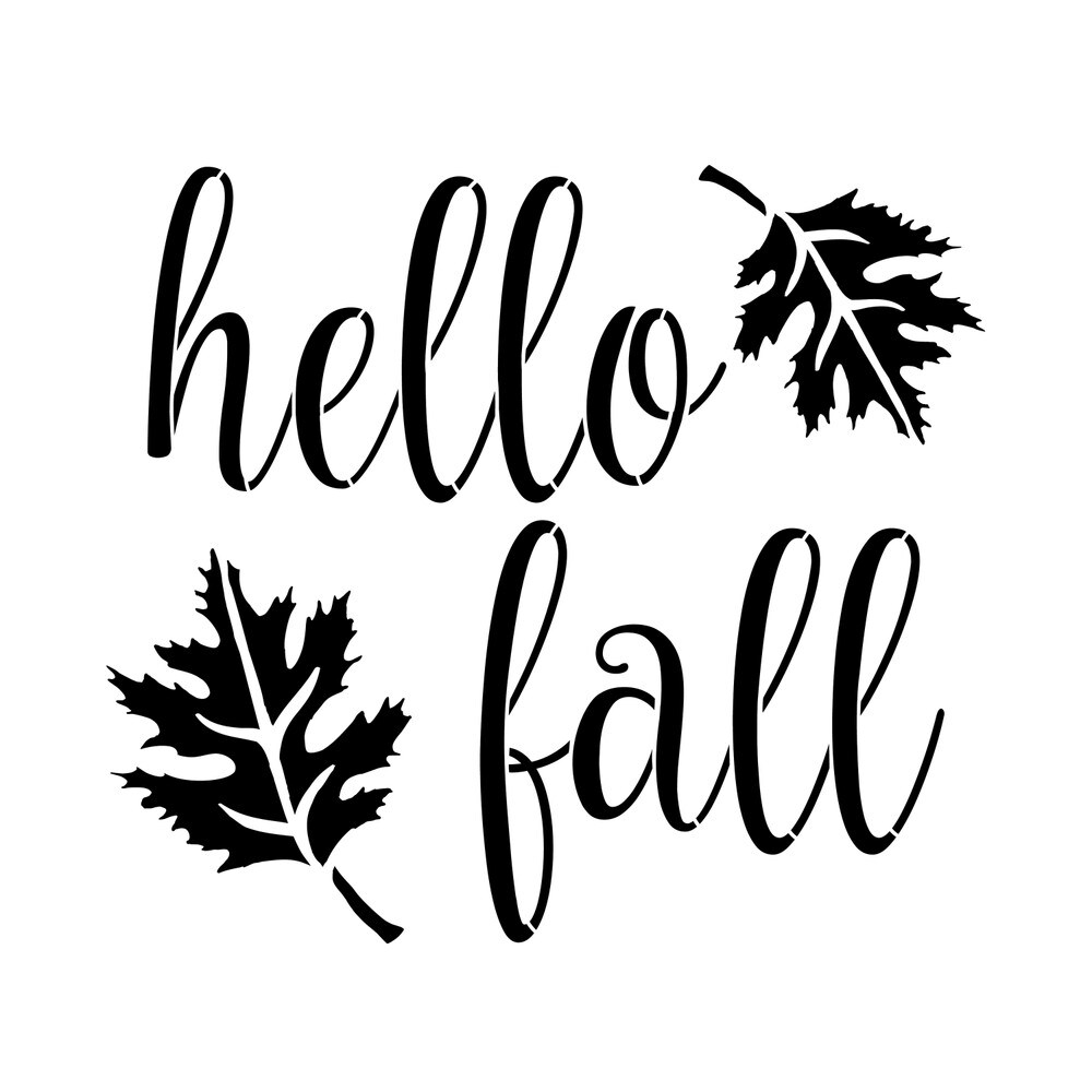 Hello Fall Embossing 12 X 12 Stencil FS098 By Designer Stencils Word Phrase Stencils Reusable Stencils For Painting On Wood Wall Tile Canvas Paper Fabric Furniture Floor 