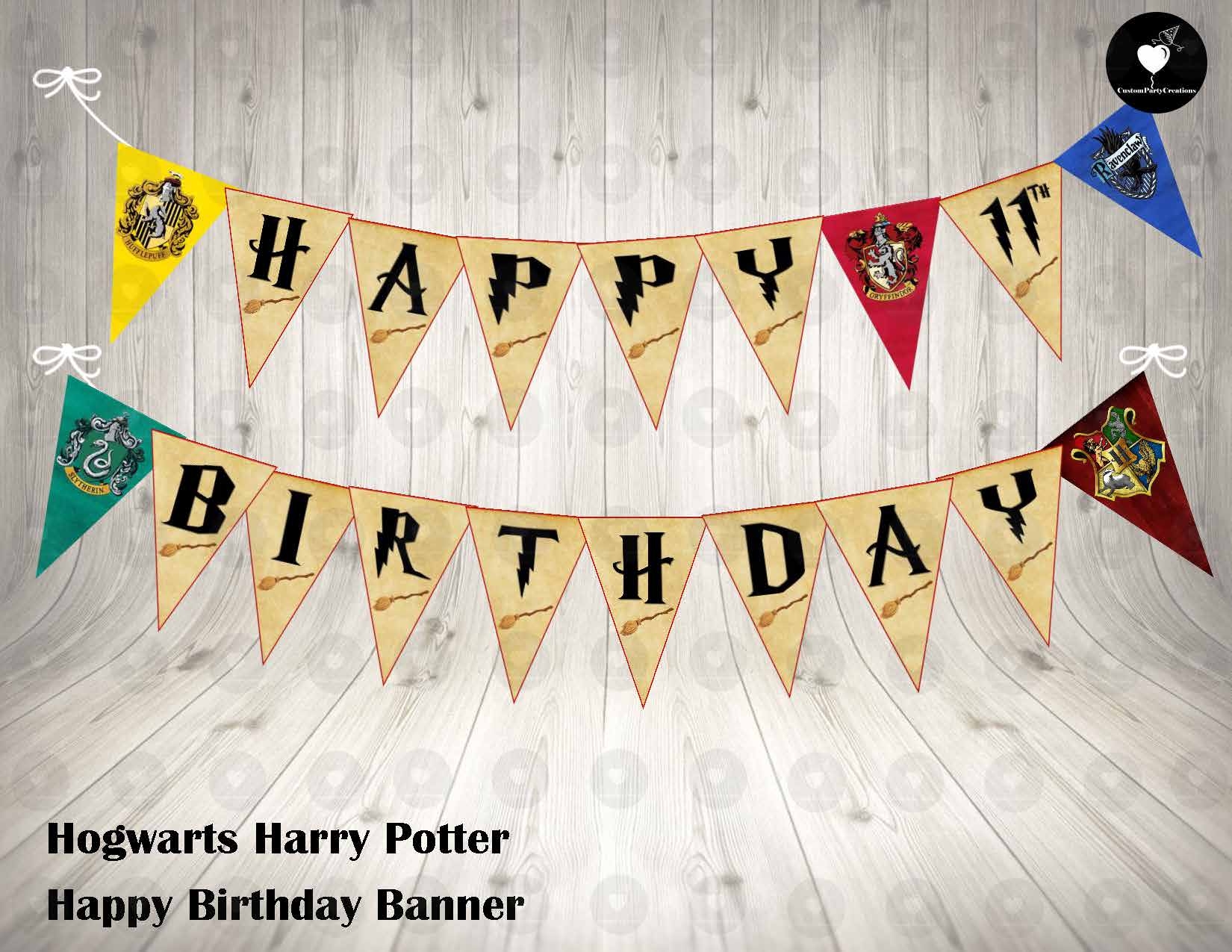 Hogwarts Harry Potter Birthday Party Banner Custom Party Creations