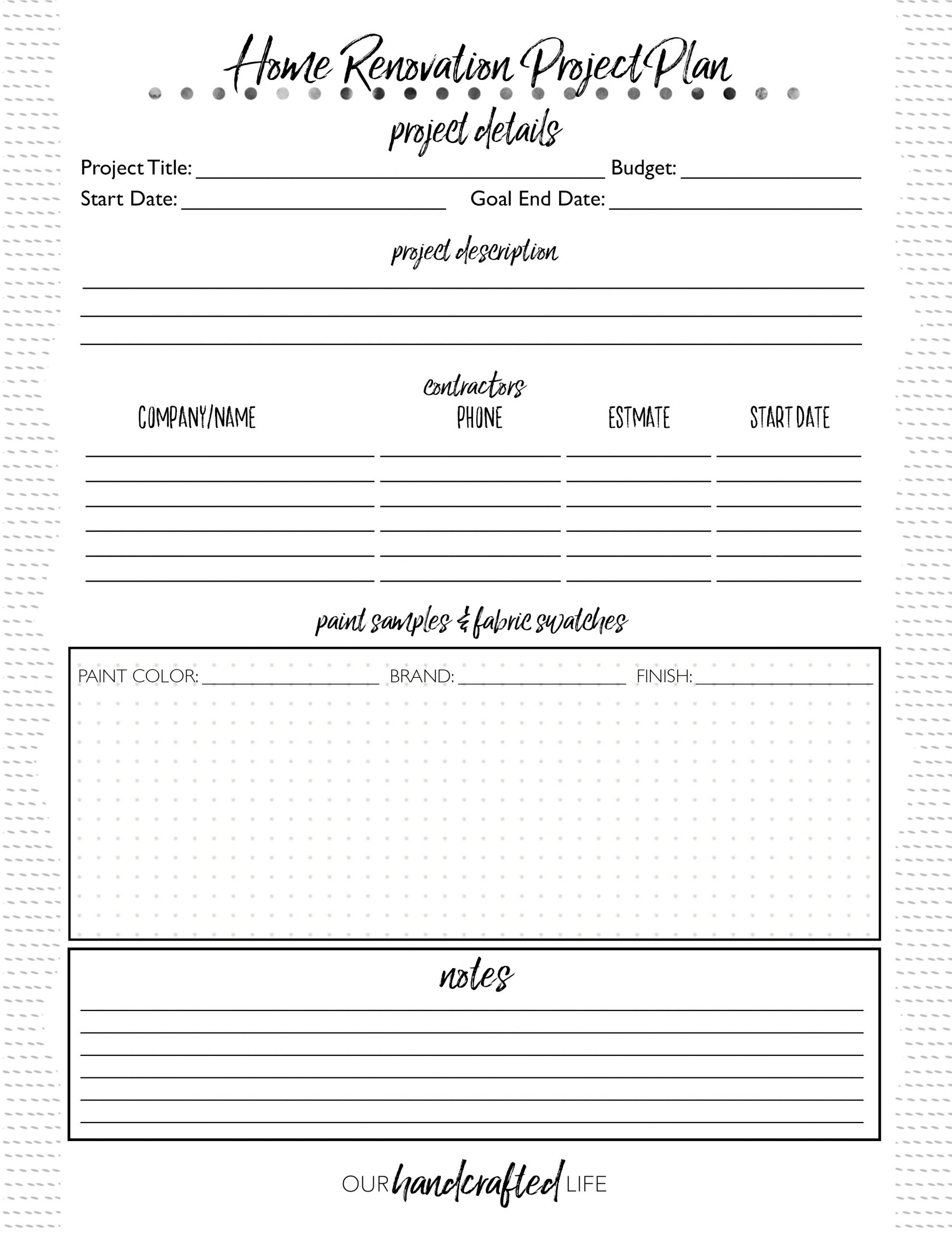 Home Renovation Planner Free Printable DIY Home Reno Project Planner Our Handcrafted Life