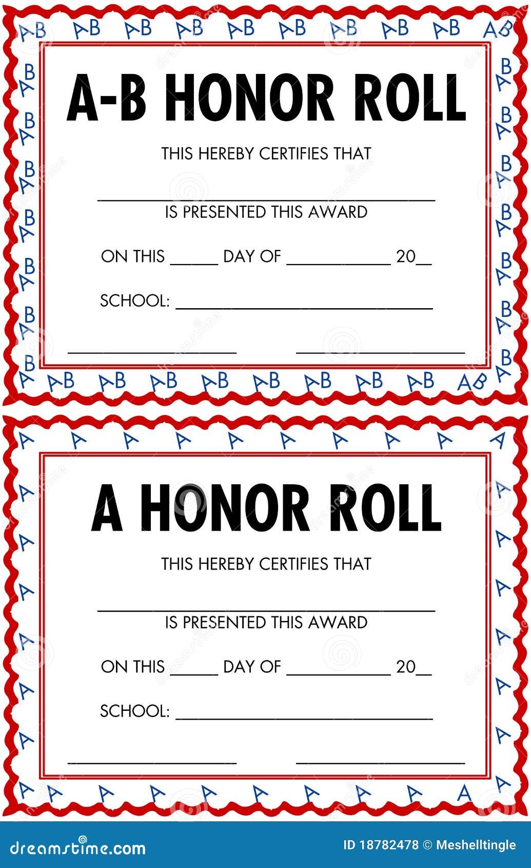 Honor Roll Certificates Stock Vector Illustration Of Certificated 18782478