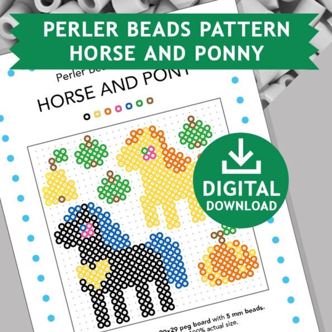 HORSE AND PONY Perler Patterns Decoration Hama Fuse Beads Pyssla Templates Tutorial Printable Vehicles Kids Crafts Cross Stitch Etsy