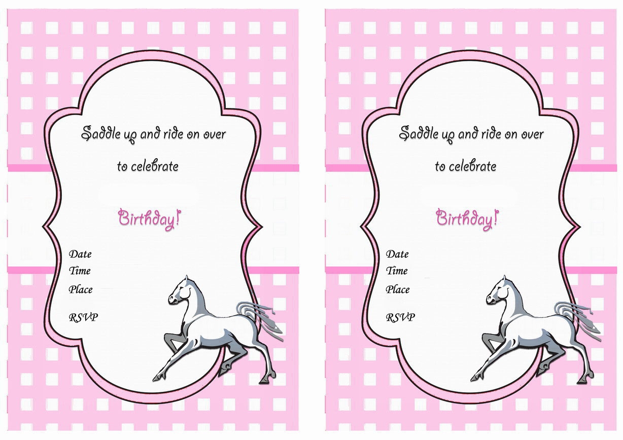 Free Printable Horse Birthday Invitations