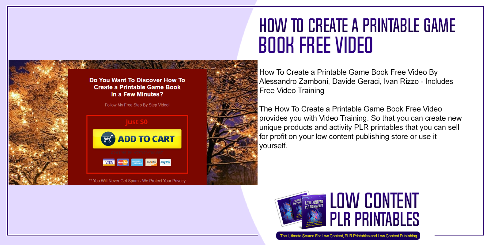 How To Create A Printable Game Book Free Video Free PLR Training