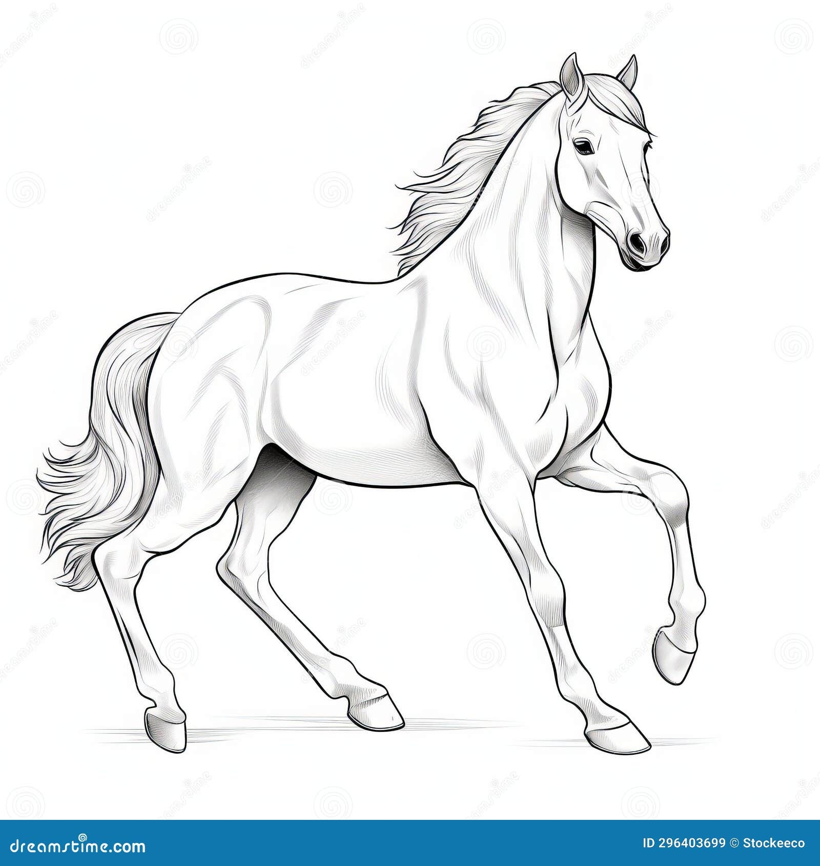 Hyper realistic Horse Coloring Page Free Printable For Kids Stock Illustration Illustration Of Coloring Animal 296403699