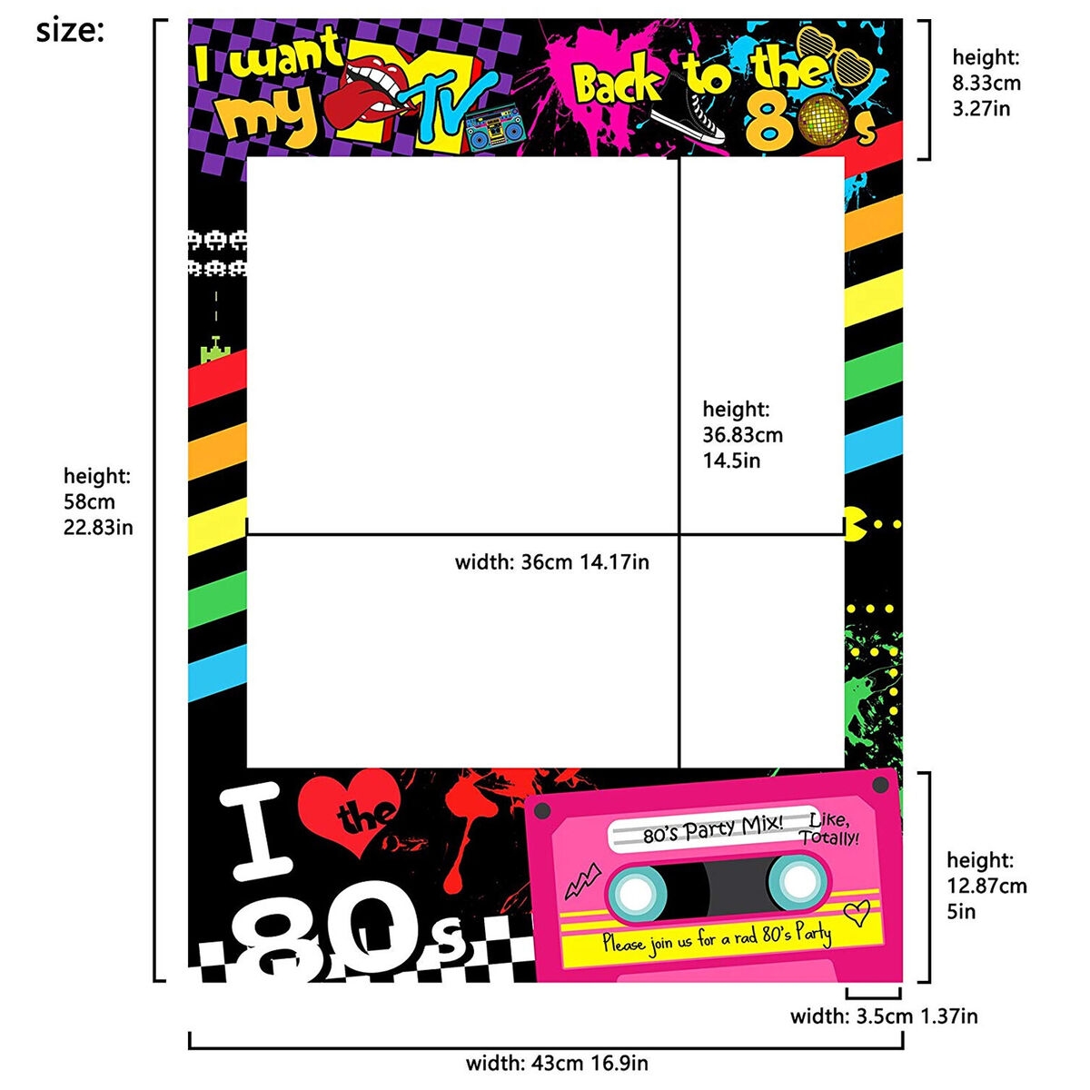 I Love 80s Photo Booth Frame Photobooth Props Retro Music Dance Party Selfie EBay