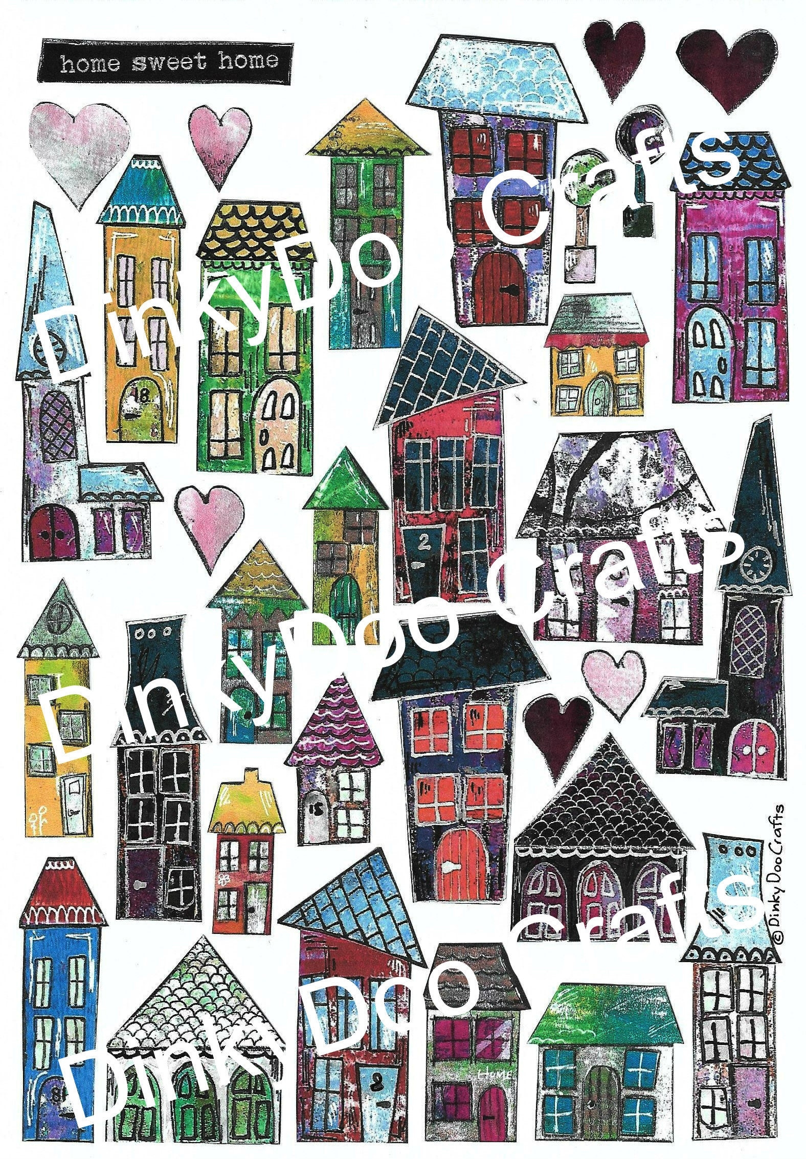 Instant Download Whimsical Houses Clip Art Art Journal Scrapbooking Collage Mixed Media Zetti Art Printable Paper Houses Etsy