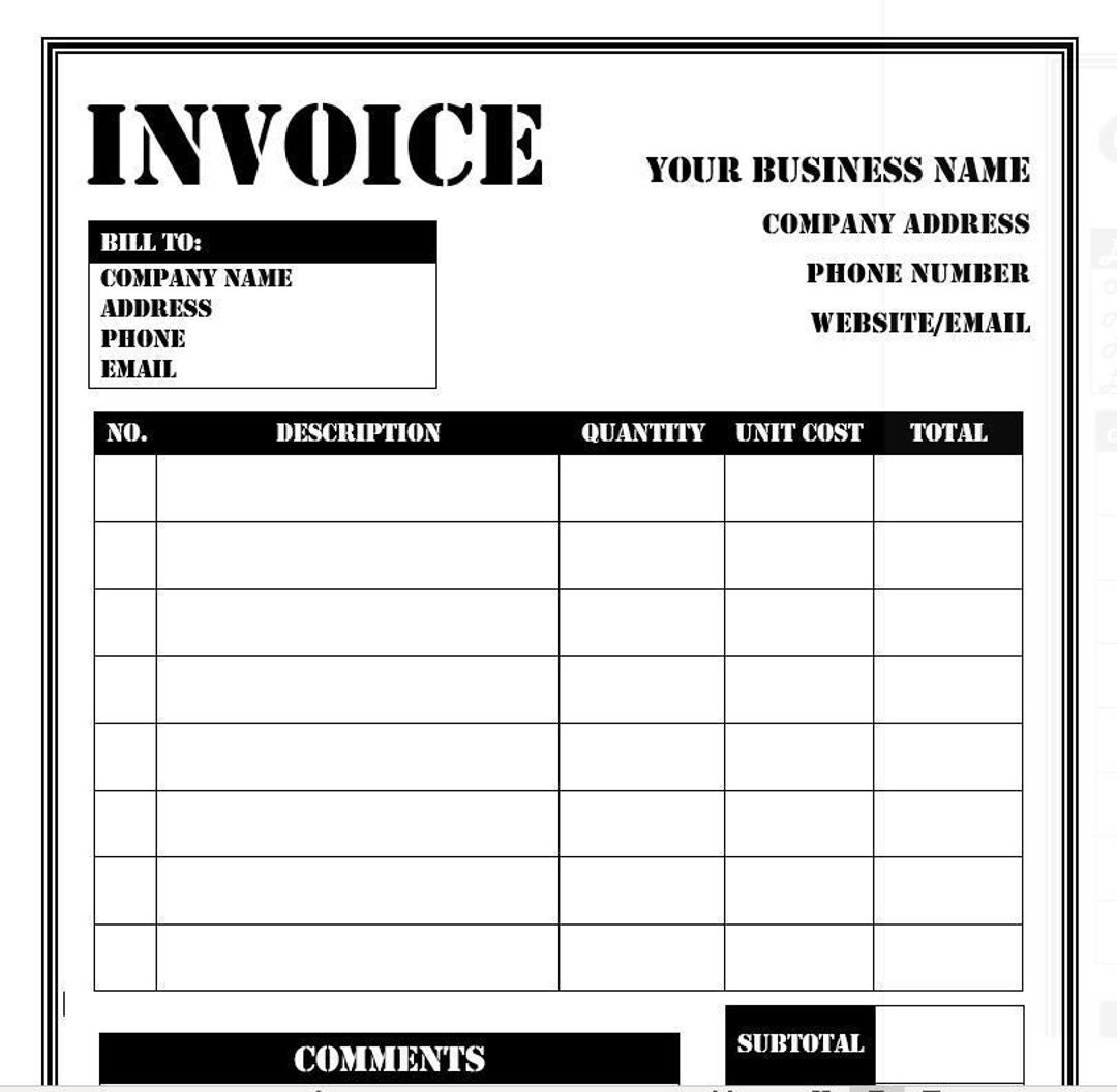 Free Printable Blank Invoices