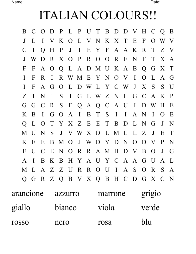 Italian Activity Sheet Free Printables