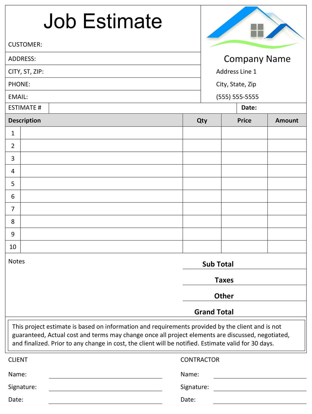 Free Printable Quote Forms
