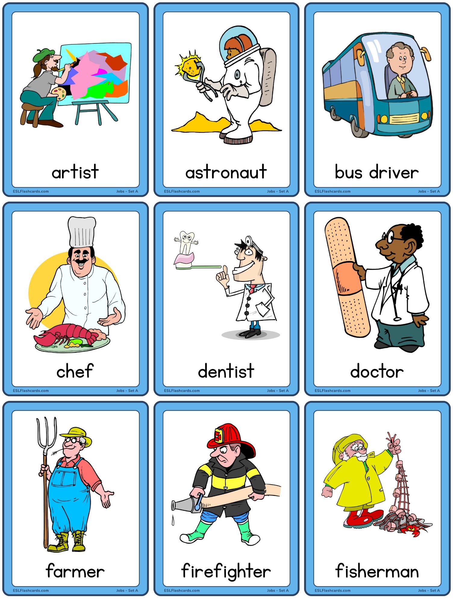 Jobs Flashcards Set A ESL Flashcards