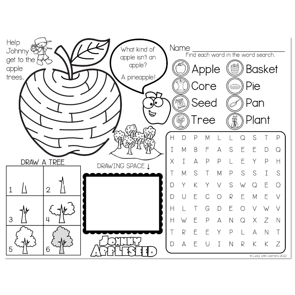 Johnny Appleseed Johnny Appleseed Placemat Lucky Little Learners