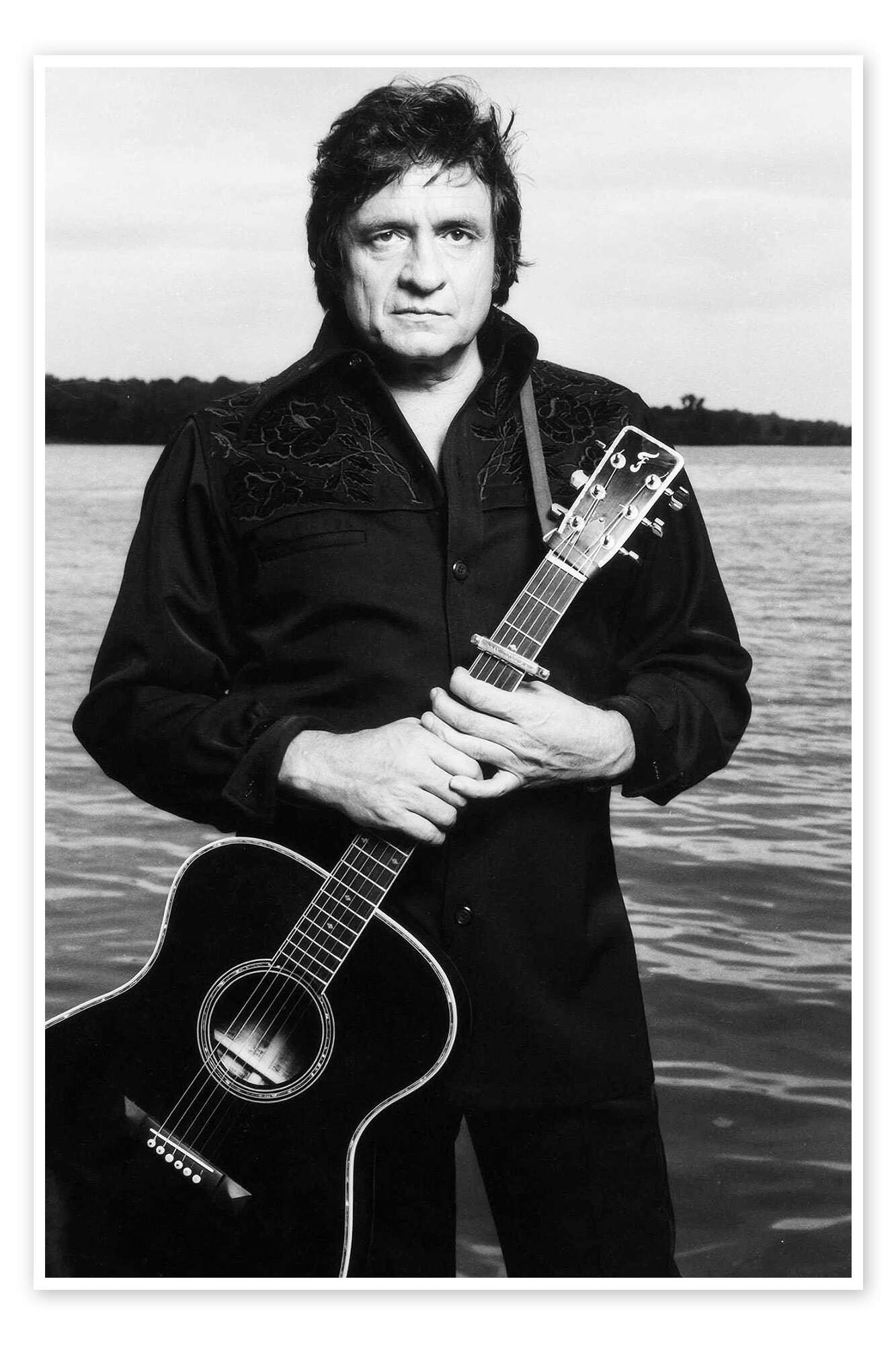 Johnny Cash With Guitar Print By Celebrity Collection Posterlounge