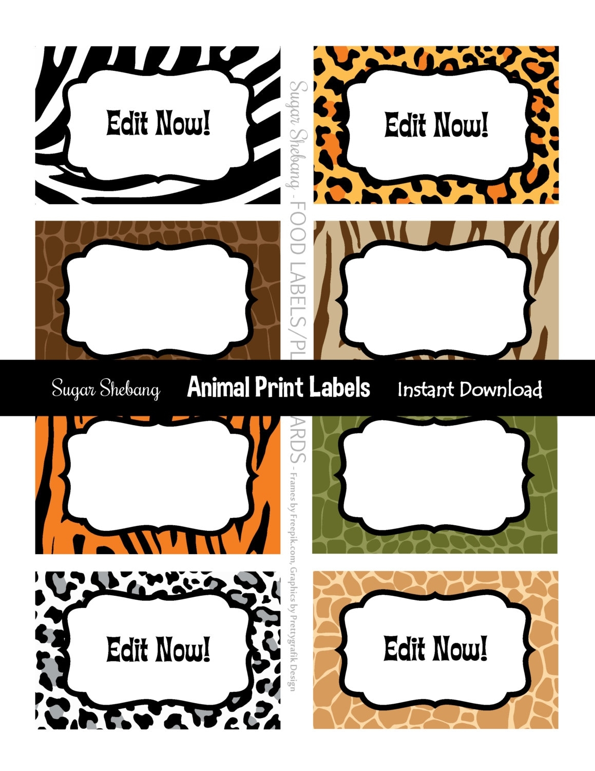 Jungle Party Labels Safari Food Labels Instantly Downloadable And Editable Personalize At Home With Adobe Reader Or Online With Corjl Etsy