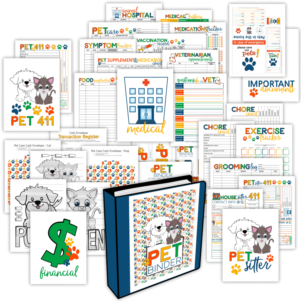 Keep Your Pets Records Organized With The Ultimate Printable Pet Care Binder Sunshine And Rainy Days