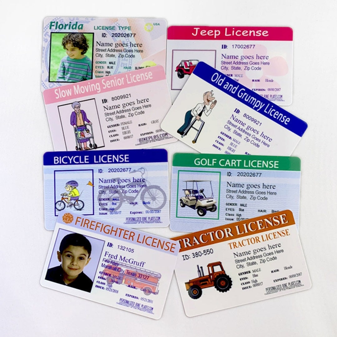Kid s Fake Drivers License Adult Joke Licenses Fake Kids State Licenses Personalized Play License Etsy