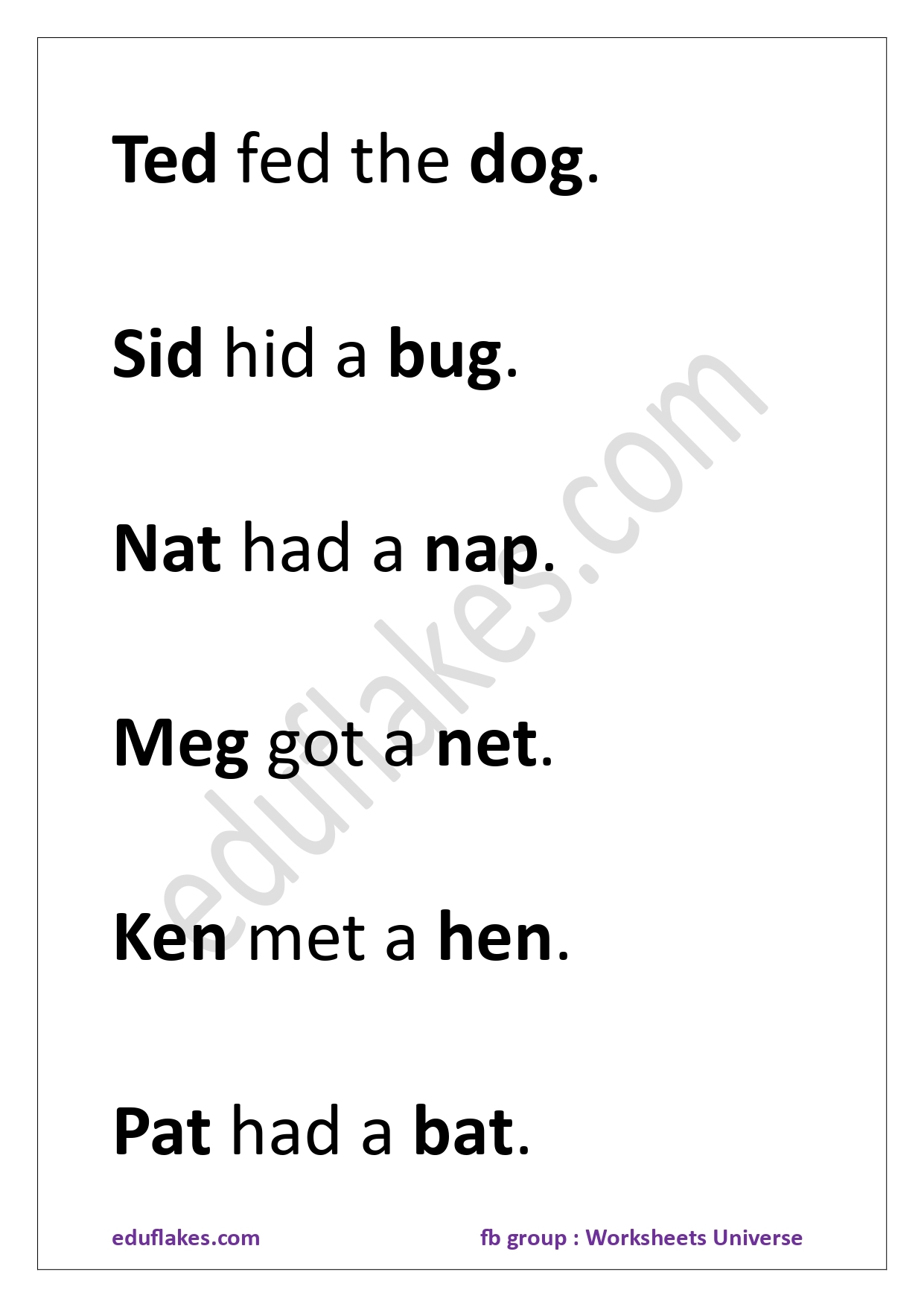 Kindergarten Fluency Passages Free PDF With CVC Words Eduflakes