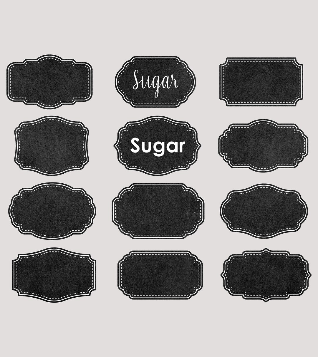 Kitchen Labels Printable Chalkboard Labels Pantry Labels Digital Download 12 Shapes Transparent Background PNG High Res Label Tags Jar Label Etsy