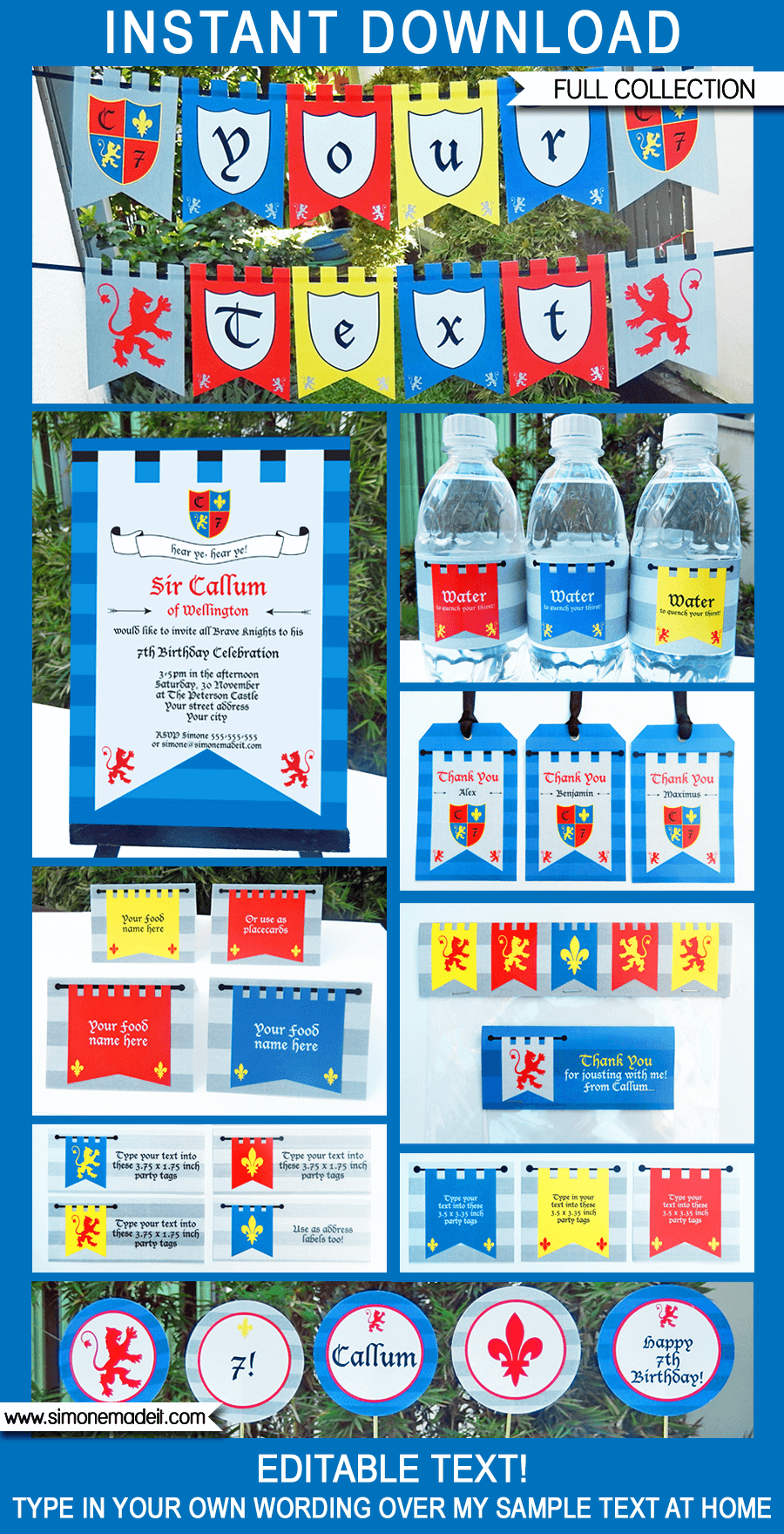 Knight Party Printables Invitations Decorations Birthday Templates