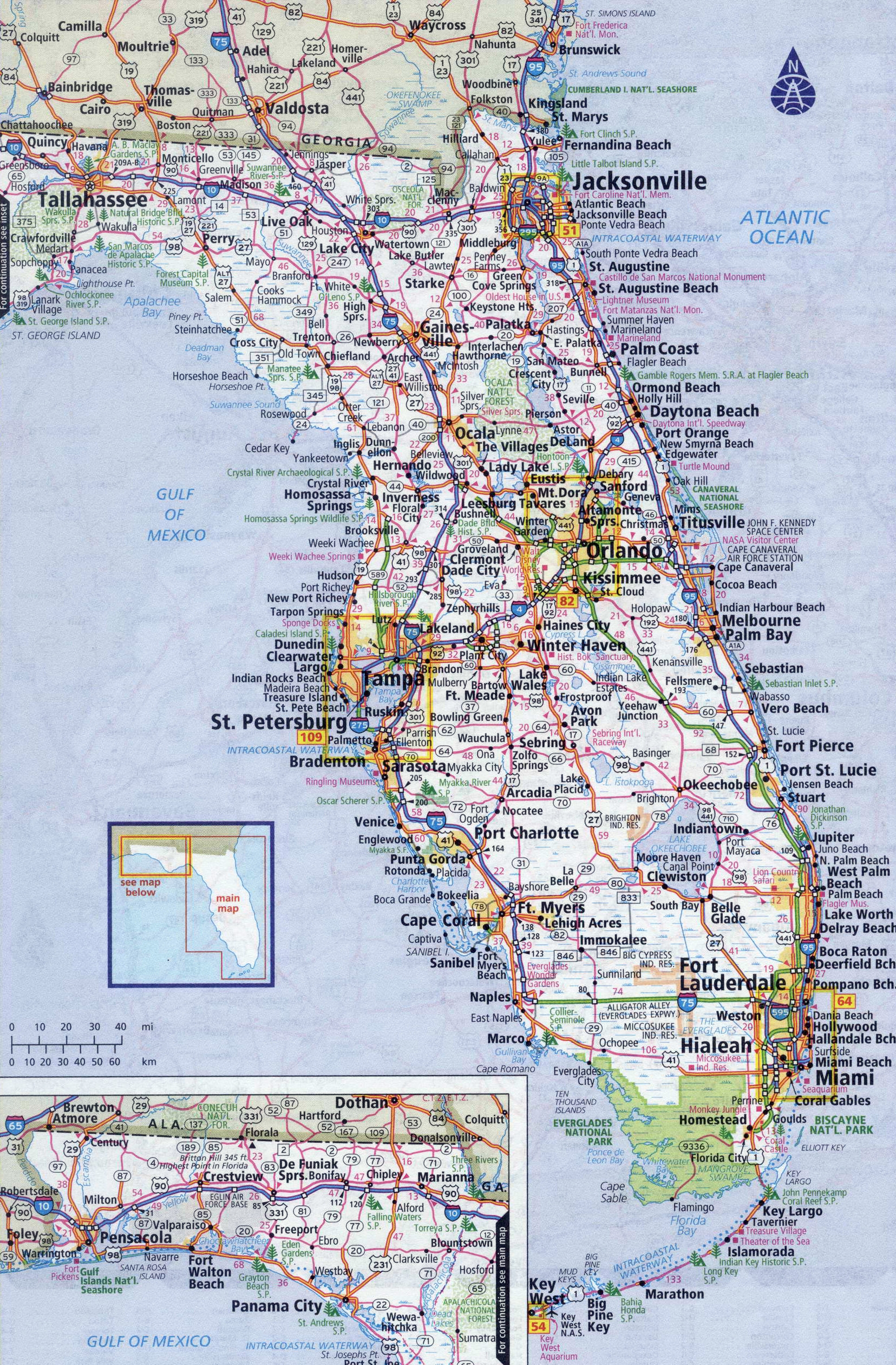 Large Detailed Roads And Highways Map Of Florida State With All Cities Florida State USA Maps Of The USA Maps Collection Of The United States Of America