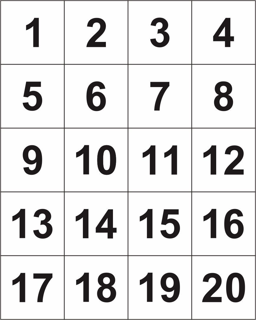 Large Number Cards 1 20 10 Free PDF Printables Printablee