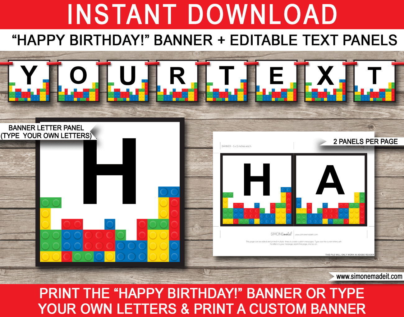 Lego Party Banner Template Printable Happy Birthday Pennant Banner