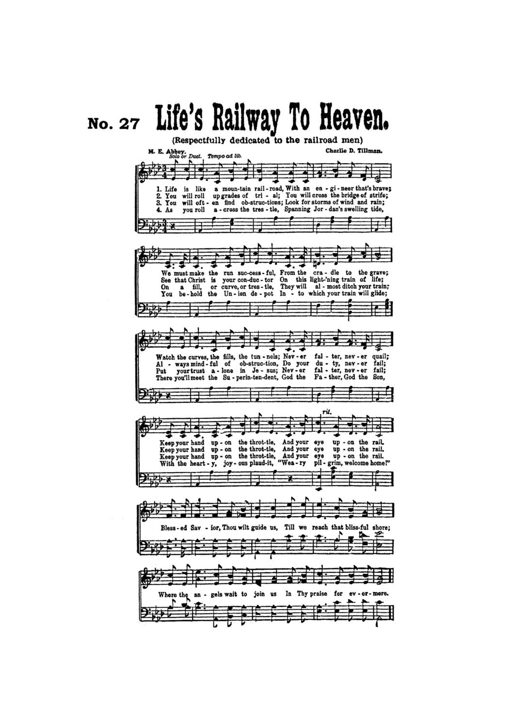 Life s Railway To Heaven Southern Gospel Hymn Sheet Music Christian Railroad Mother Gift DIY Faith Grandfather Grandfather Father Train Etsy