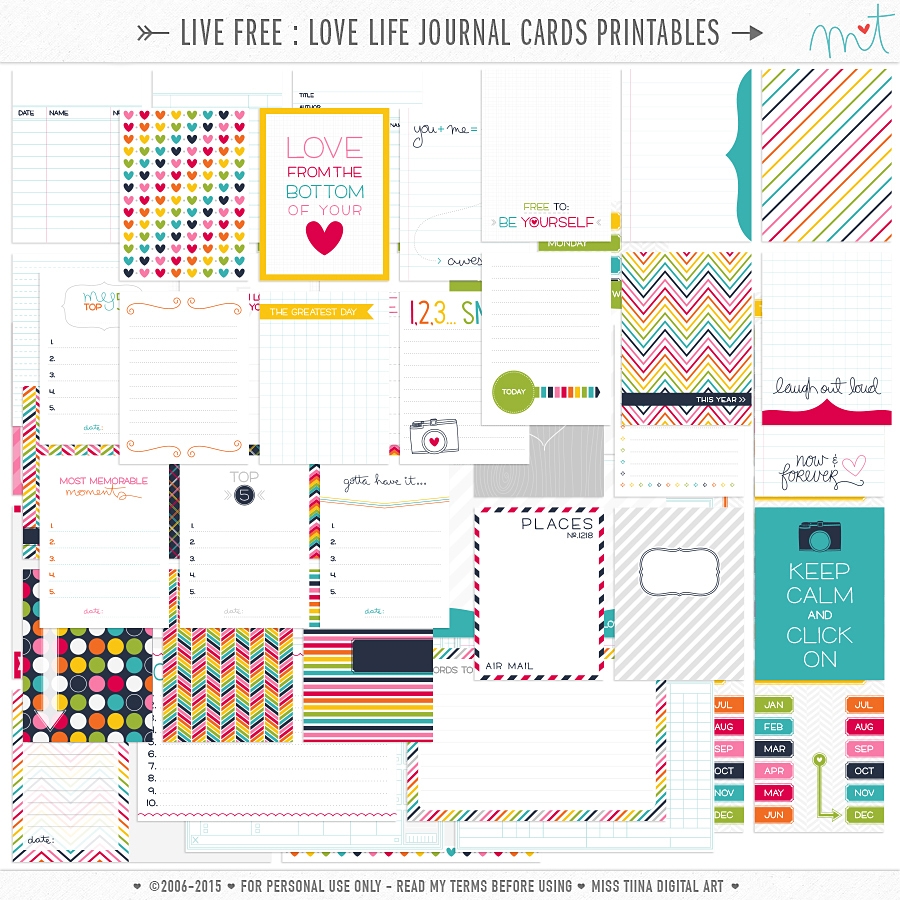 Live Free Love Life 73 FREE Printable Journal Cards Miss Tiina