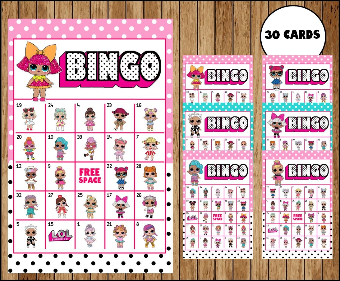 LOL Surprise Dolls Bingo Game Printable 30 Different Cards Party Game Printable Half Page Size INSTANT DOWNLOAD Printable
