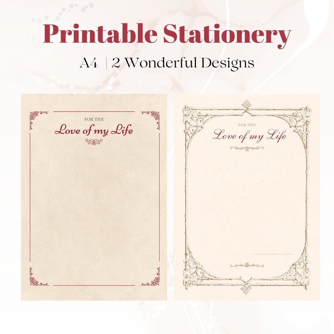 Love Letter Love Writing Paper Printable Stationery Paper Valentine s Day Stationery Printable Love Letter Template Etsy