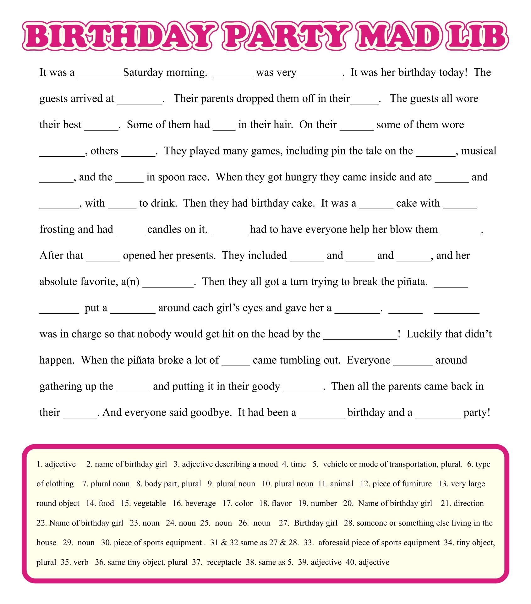 Love Letter Mad Libs 10 Free PDF Printables Printablee