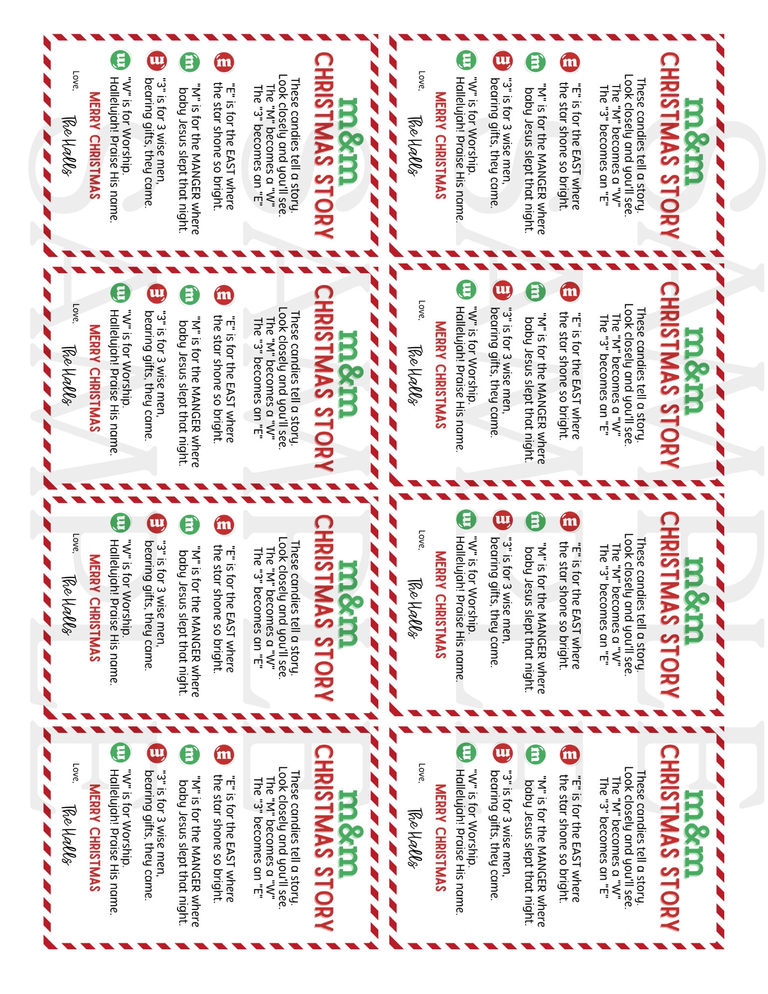 M M Christmas Poem Free Printable