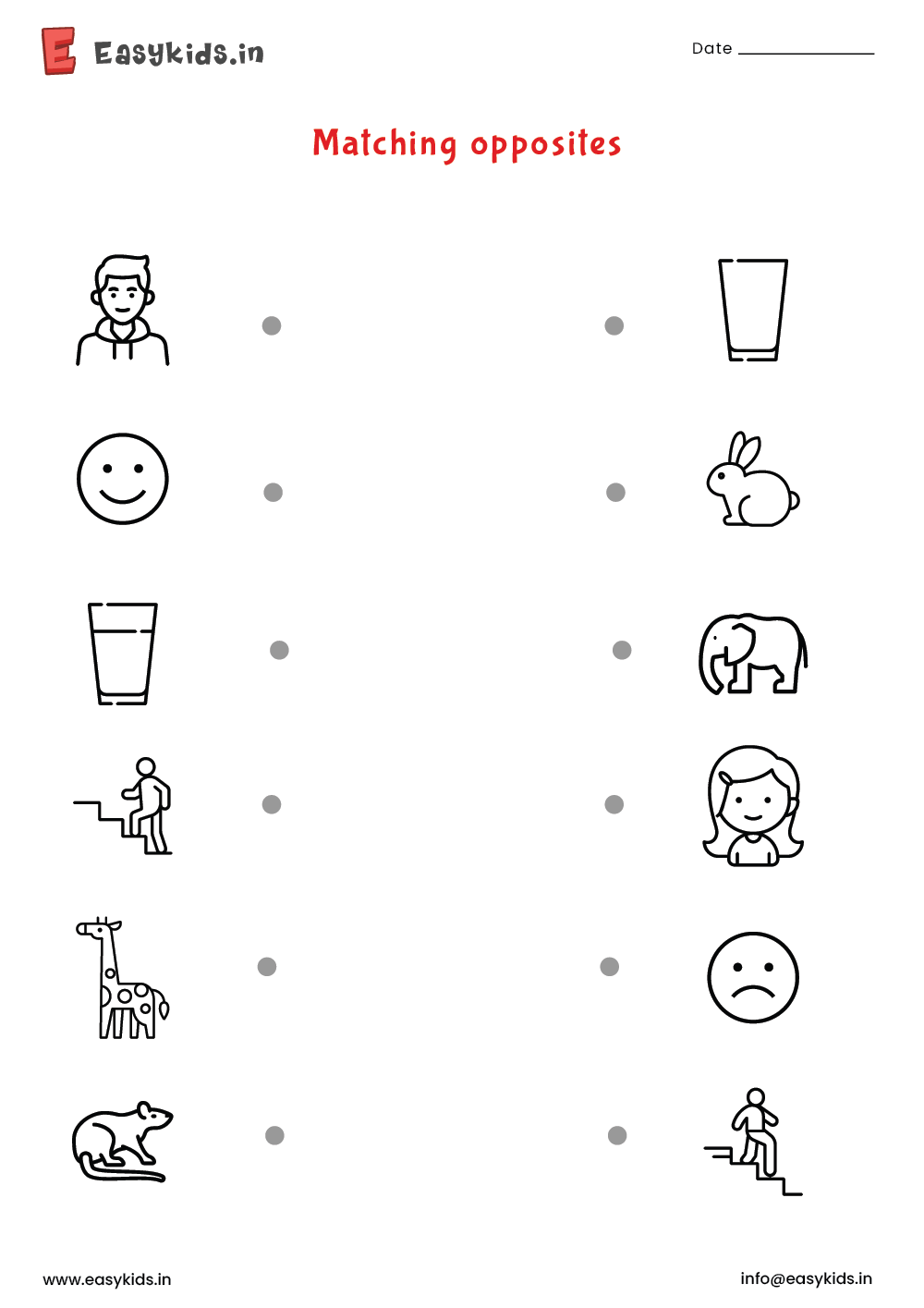 Matching Opposites Worksheet