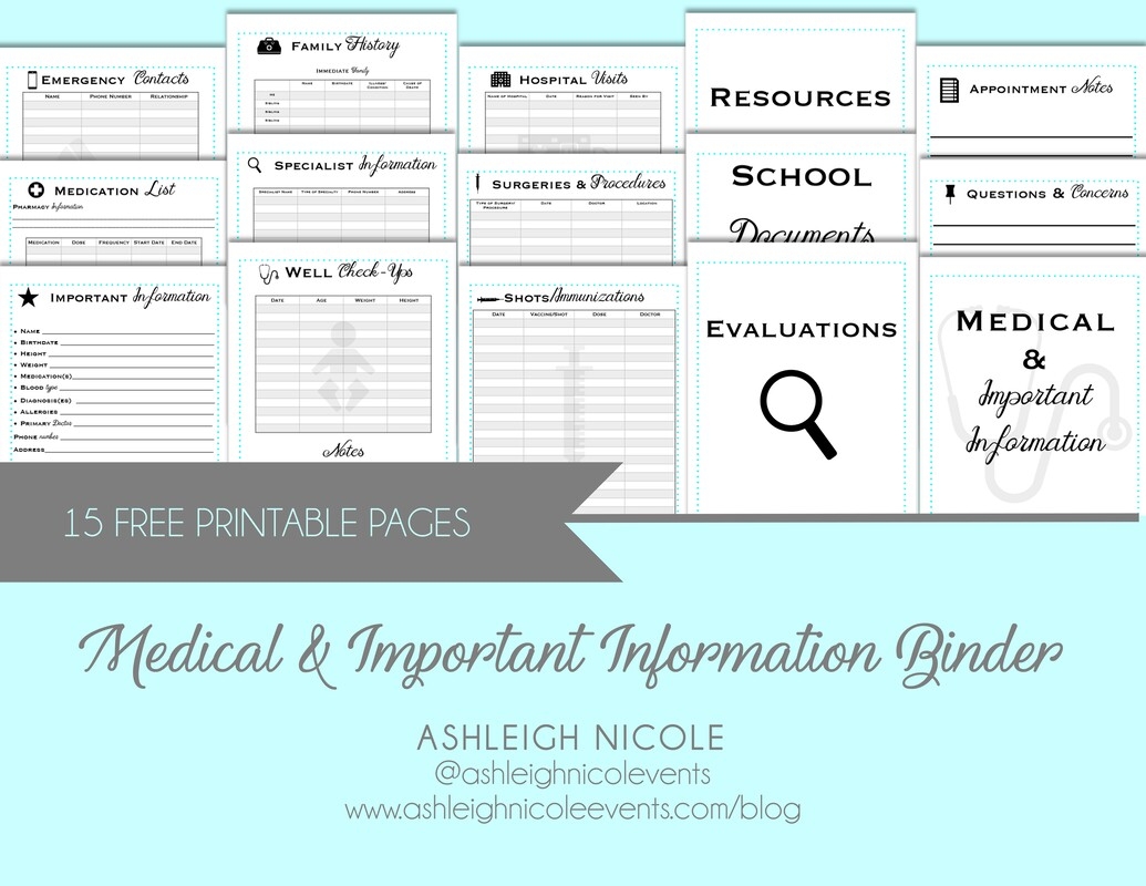 Medical And Important Information Binders ASHLEIGH NICOLE