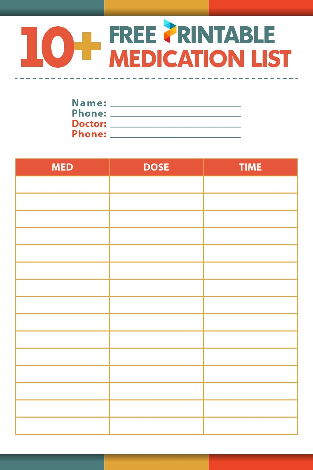 Medication List 10 Free PDF Printables Printablee