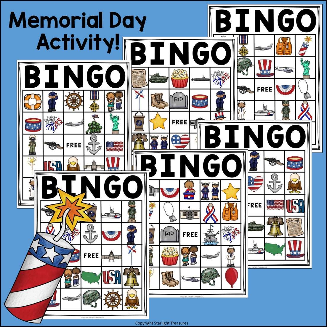 Memorial Day Bingo Cards For Early Readers Memorial Day Veterans Day FREEBIE Classful
