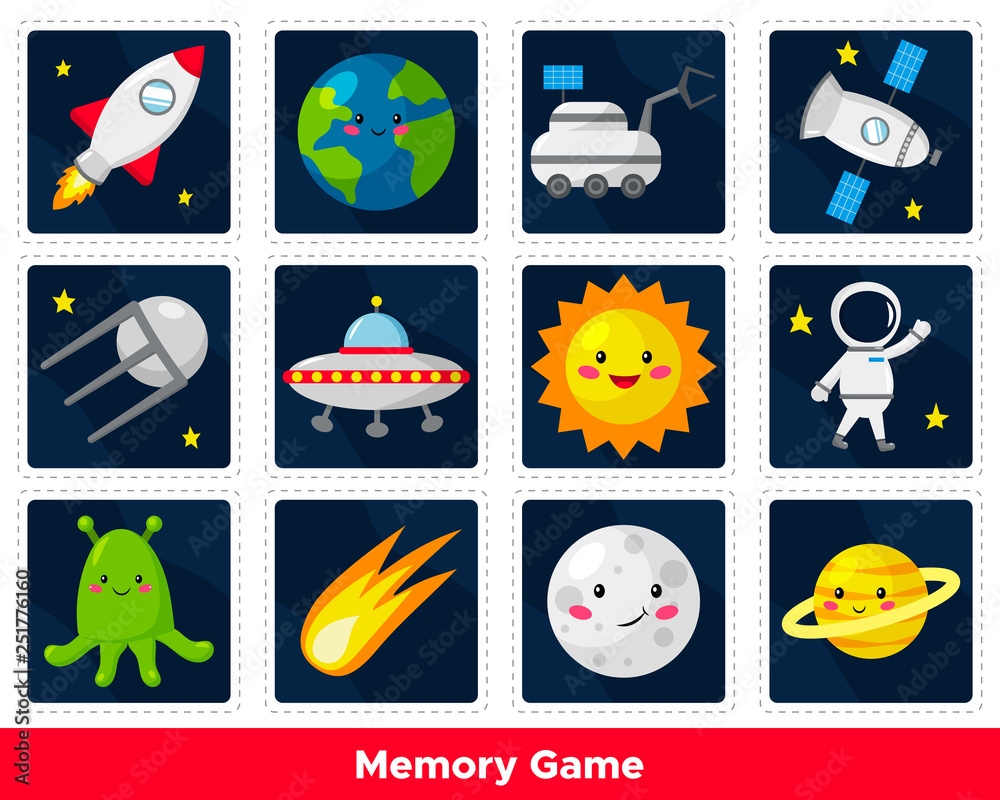 Space Memory Game Printable Free