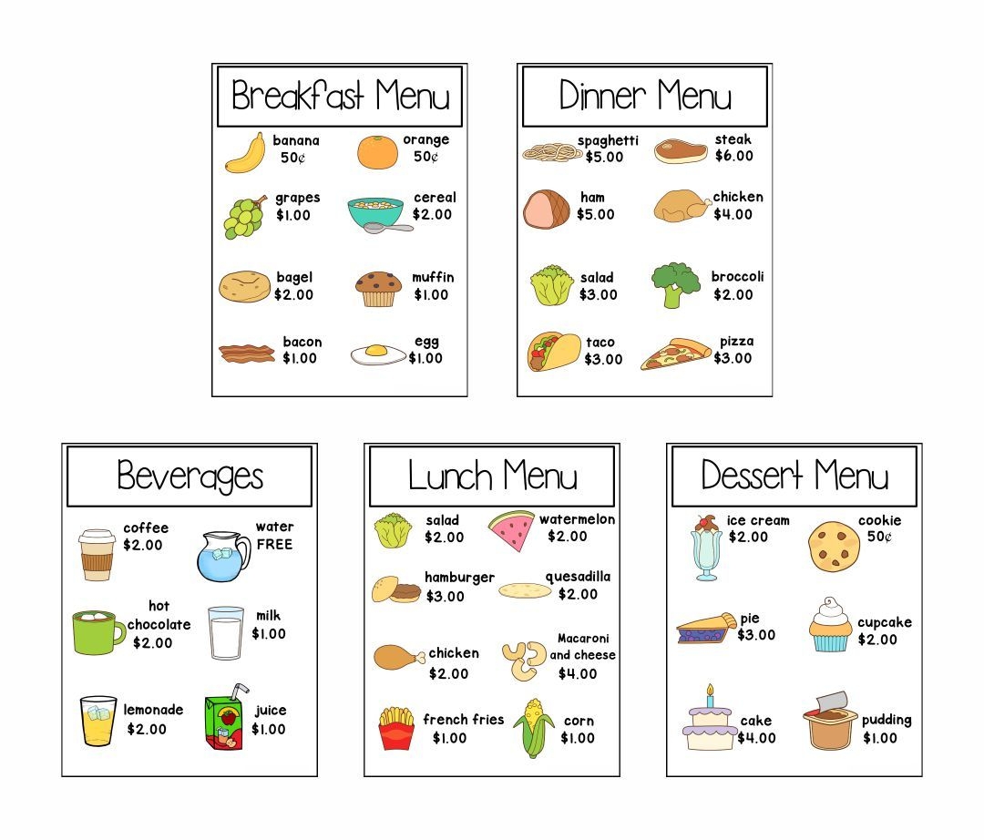 Menus Daycares 10 Free PDF Printables Printablee