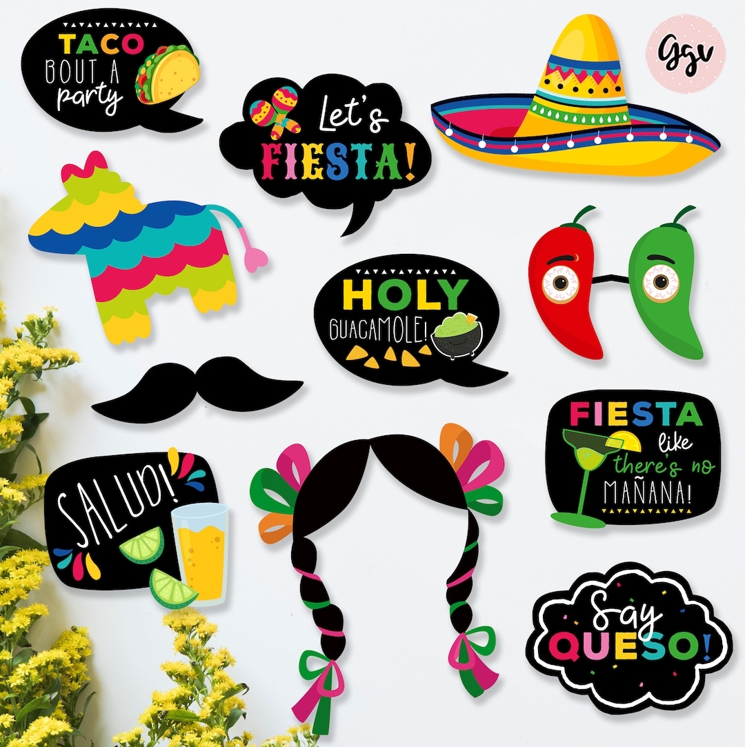 Mexican Fiesta Props Fiesta Photobooth Props Printable Fiesta Props Mexican Party Instant Download MF01 Etsy